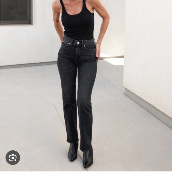 Agolde Riley High Rise Crop Jeans In Washed Black Womens Size 26 - Picture 2 of 12